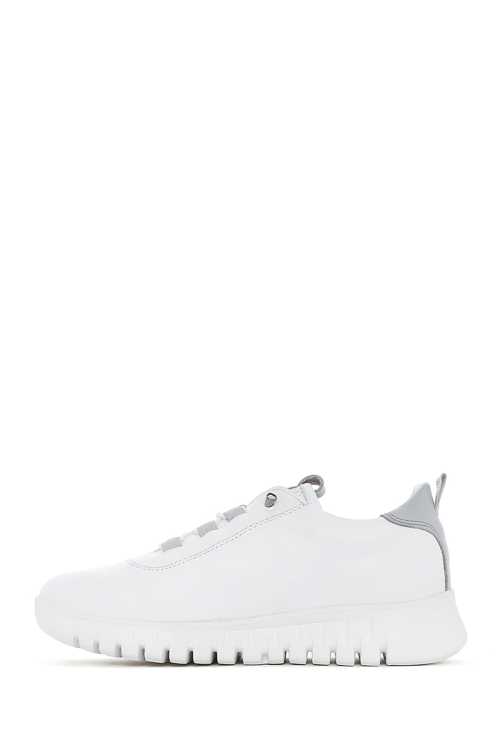 Kadın Beyaz Bağcıklı Deri Sneaker