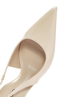 Women's Cream Open Back Thin Heeled Shoes | Derimod Women's Cream Open Back Thin Heeled Shoes | Derimod