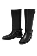 Women's Black Buckle Detailed Leather Cowboy Boots | Derimod Women's Black Buckle Detailed Leather Cowboy Boots | Derimod