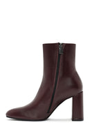 Kadın Bordo Fermuarlı Kalın Yüksek Topuklu Deri Bot | Derimod Kadın Bordo Fermuarlı Kalın Yüksek Topuklu Deri Bot | Derimod