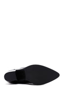Women's Black Leather Heeled Cowboy Boots | Derimod Women's Black Leather Heeled Cowboy Boots | Derimod