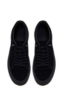 Erkek Siyah Bağcıklı Nubuk Deri Sneaker | Derimod Erkek Siyah Bağcıklı Nubuk Deri Sneaker | Derimod
