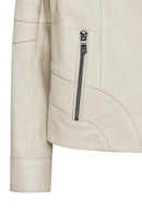 Derek Women's Beige Short Leather Jacket | Derimod Derek Women's Beige Short Leather Jacket | Derimod