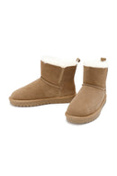 Women's Camel Fur Detailed Suede Leather Boots | Derimod Women's Camel Fur Detailed Suede Leather Boots | Derimod