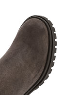 Woman Mink Suede Zippered Heels Leather Boat | Derimod Woman Mink Suede Zippered Heels Leather Boat | Derimod