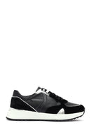Kadın Siyah Bağcıklı Kalın Tabanlı Deri Sneaker | Derimod Kadın Siyah Bağcıklı Kalın Tabanlı Deri Sneaker | Derimod