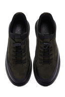 Erkek Haki Bağcıklı Nubuk Deri Casual Sneaker | Derimod Erkek Haki Bağcıklı Nubuk Deri Casual Sneaker | Derimod