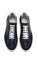 Erkek Lacivert Bağcıklı Deri Sneaker | Derimod Erkek Lacivert Bağcıklı Deri Sneaker | Derimod