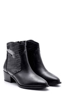 Women's Crocodile Detailed Heeled Boots | Derimod Women's Crocodile Detailed Heeled Boots | Derimod