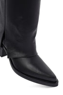 Woman Black Chunky Heels Leather Boot | Derimod Woman Black Chunky Heels Leather Boot | Derimod