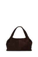 Woman Dark Mink Long Strap Suede Shoulder Bag | Derimod Woman Dark Mink Long Strap Suede Shoulder Bag | Derimod