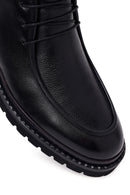 Male Black Zip Closure Lace-Up Leather Casual Boots | Derimod Male Black Zip Closure Lace-Up Leather Casual Boots | Derimod