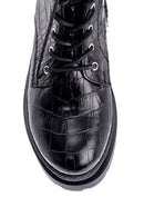 Women's Leather Crocodile Patterned Boots | Derimod Women's Leather Crocodile Patterned Boots | Derimod