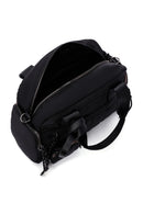 Women's Black Long Strap Accessory Detailed Fabric Handbag | Derimod Women's Black Long Strap Accessory Detailed Fabric Handbag | Derimod