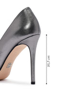 Women's Anthracite Thin Heel Metallic Leather Stiletto | Derimod Women's Anthracite Thin Heel Metallic Leather Stiletto | Derimod
