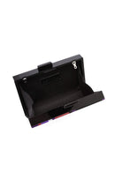 Women's Black Patterned Long Chain Strap Mini Box Clutch Bag | Derimod Women's Black Patterned Long Chain Strap Mini Box Clutch Bag | Derimod