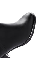 Woman Black Zip Closure Chunky-Heel Boots | Derimod Woman Black Zip Closure Chunky-Heel Boots | Derimod