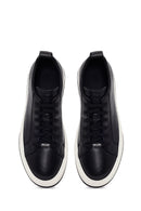 Male Black Lace-Up Leather Sneaker | Derimod Male Black Lace-Up Leather Sneaker | Derimod