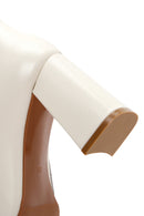 Women's Beige Leather Heeled Classic Boots | Derimod Women's Beige Leather Heeled Classic Boots | Derimod