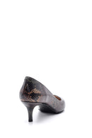 Women's Snake Patterned Leather Heeled Shoes | Derimod Women's Snake Patterned Leather Heeled Shoes | Derimod