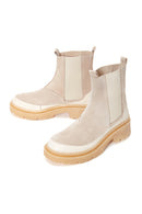 Women's Beige Suede Leather Chelsea Boots | Derimod Women's Beige Suede Leather Chelsea Boots | Derimod