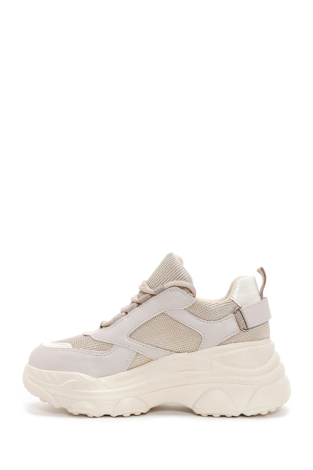 Kadın Bej Bağcıklı Kalın Tabanlı Sneaker
