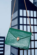 Women's Green Long Strap Crocodile Crossbody Bag | Derimod Women's Green Long Strap Crocodile Crossbody Bag | Derimod