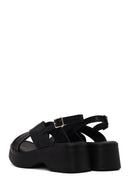 Woman Black Thick-Soled Leather Sandal | Derimod Woman Black Thick-Soled Leather Sandal | Derimod