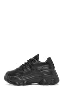 Women's Black Lace-Up Thick Soled Sneaker | Derimod Women's Black Lace-Up Thick Soled Sneaker | Derimod