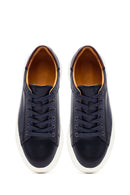 Erkek Lacivert Bağcıklı Deri Sneaker | Derimod Erkek Lacivert Bağcıklı Deri Sneaker | Derimod