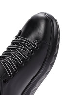 Erkek Siyah Kalın Tabanlı Bağcıklı Deri Sneaker | Derimod Erkek Siyah Kalın Tabanlı Bağcıklı Deri Sneaker | Derimod