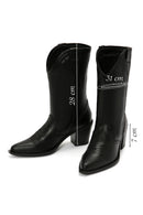 Women's Black Leather Cowboy Boots | Derimod Women's Black Leather Cowboy Boots | Derimod