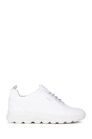 Geox Women's White Spherica Lace-Up Leather Sneaker | Derimod Geox Women's White Spherica Lace-Up Leather Sneaker | Derimod