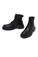 Men's Black Lace-Up Zipper Leather Casual Boot | Derimod Men's Black Lace-Up Zipper Leather Casual Boot | Derimod