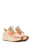 Derimod Zero Women's Beige Thick-Soled Lace-Up Fabric Sneakers | Derimod Derimod Zero Women's Beige Thick-Soled Lace-Up Fabric Sneakers | Derimod
