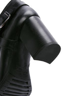 Women's Black Zippered Buckle Detailed Thick Heeled Boots | Derimod Women's Black Zippered Buckle Detailed Thick Heeled Boots | Derimod