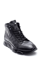 Men's Leather Square Patterned Boots | Derimod Men's Leather Square Patterned Boots | Derimod