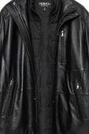 Nathan Men's Black Leather Coat | Derimod Nathan Men's Black Leather Coat | Derimod