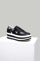 High-Based Star Detailed Women's Leather Sports Shoes | Derimod High-Based Star Detailed Women's Leather Sports Shoes | Derimod