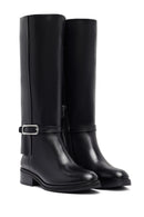Woman Black Zippered Leather Boot | Derimod Woman Black Zippered Leather Boot | Derimod