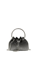 Women's Black Long Chain Strap Stone Mini Evening Handbag | Derimod Women's Black Long Chain Strap Stone Mini Evening Handbag | Derimod