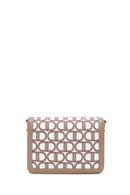 Women's Beige Long Strap Fabric Monogram Patterned Crossbody Bag | Derimod Women's Beige Long Strap Fabric Monogram Patterned Crossbody Bag | Derimod