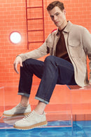 Men's Beige Lace-up Suede Leather Casual Sneaker | Derimod Men's Beige Lace-up Suede Leather Casual Sneaker | Derimod