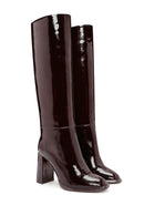 Kadın Bordo Kalın Topuklu Deri Çizme | Derimod Kadın Bordo Kalın Topuklu Deri Çizme | Derimod