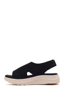 Women's Black Strapped Thick-Soled Fabric Comfort Sandals | Derimod Women's Black Strapped Thick-Soled Fabric Comfort Sandals | Derimod