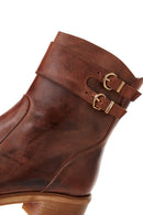 Women's Leather Double Buckle Heeled Boots | Derimod Women's Leather Double Buckle Heeled Boots | Derimod