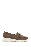 Women's Mink Wedge Heel Suede Leather Comfort Loafer | Derimod Women's Mink Wedge Heel Suede Leather Comfort Loafer | Derimod
