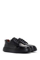 Men's Black Lace-up Thick-Sole Leather Sneaker | Derimod Men's Black Lace-up Thick-Sole Leather Sneaker | Derimod