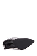 Women's Black Leather Heeled Bootie | Derimod Women's Black Leather Heeled Bootie | Derimod