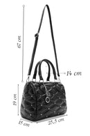 Kadın Siyah Uzun Askılı Aksesuarlı Kapitone Desenli Kol Çantası | Derimod Kadın Siyah Uzun Askılı Aksesuarlı Kapitone Desenli Kol Çantası | Derimod